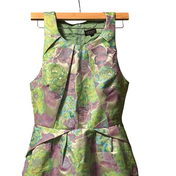 TOPSHOP Floral Brocade Fit & Flare Dress Size US 8 - Picture 3 of 6